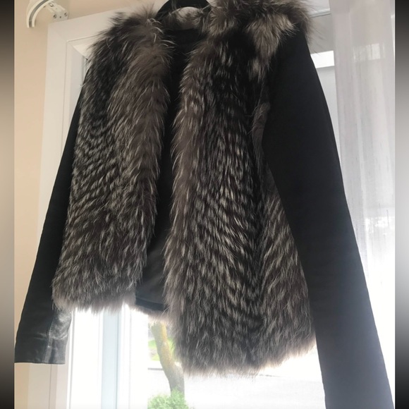 VINCE real fox fur jacket with leather sleeves - Picture 3 of 9